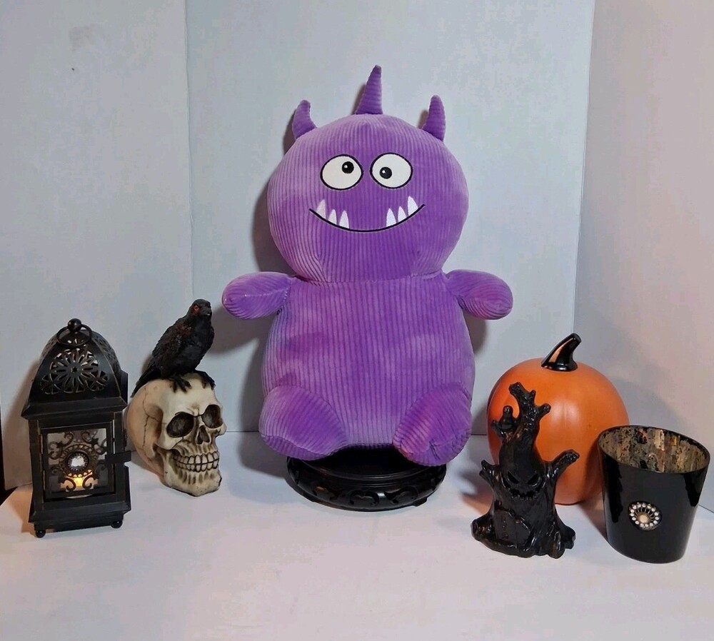 Purple Monster Plush 18" Corduroy Stuffed Animal Halloween Greenbrier Big Smile